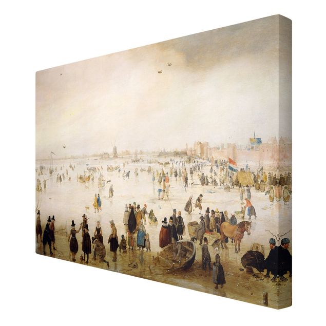 Print on canvas - Hendrick Avercamp - Skaters and Golf Players on frozen Floodwaters