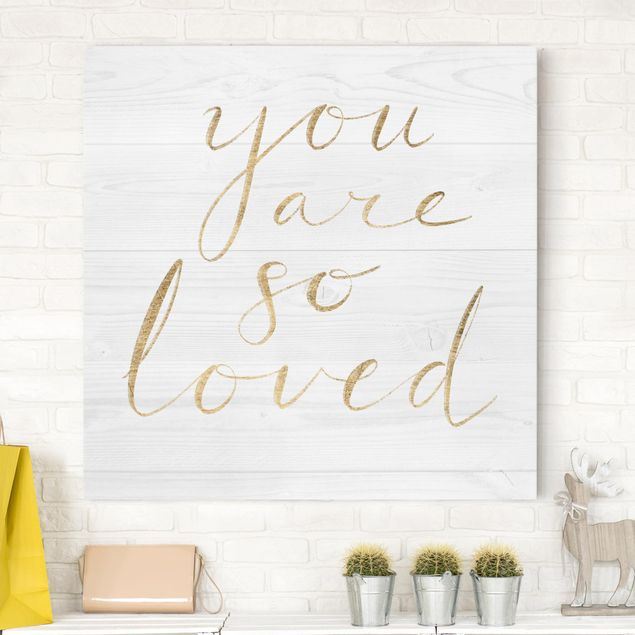 Print on canvas - Wooden Wall White - Loved