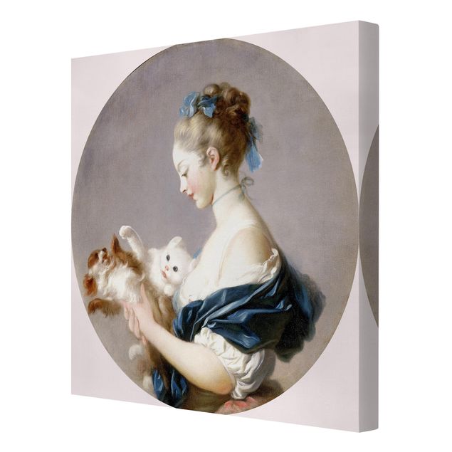 Print on canvas - Jean Honoré Fragonard - Girl playing with a Dog and a Cat