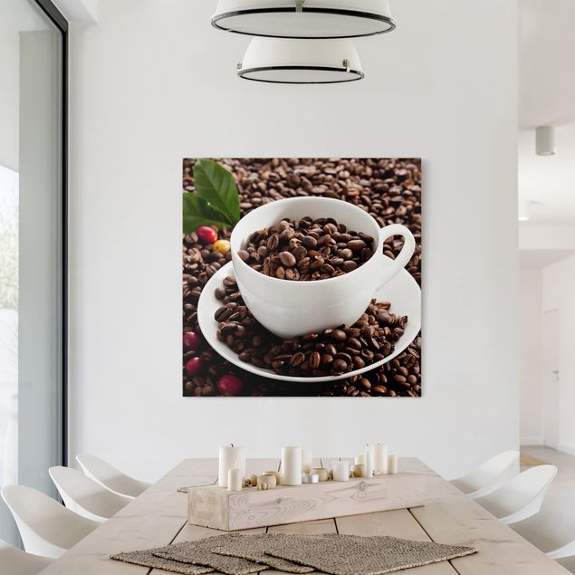 Print on canvas - Coffee Cup With Roasted Coffee Beans