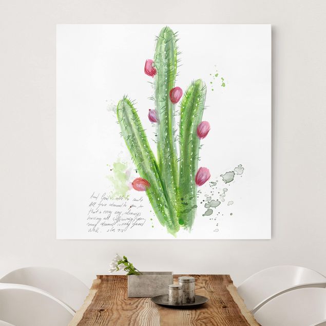 Print on canvas - Cactus With Bibel Verse II