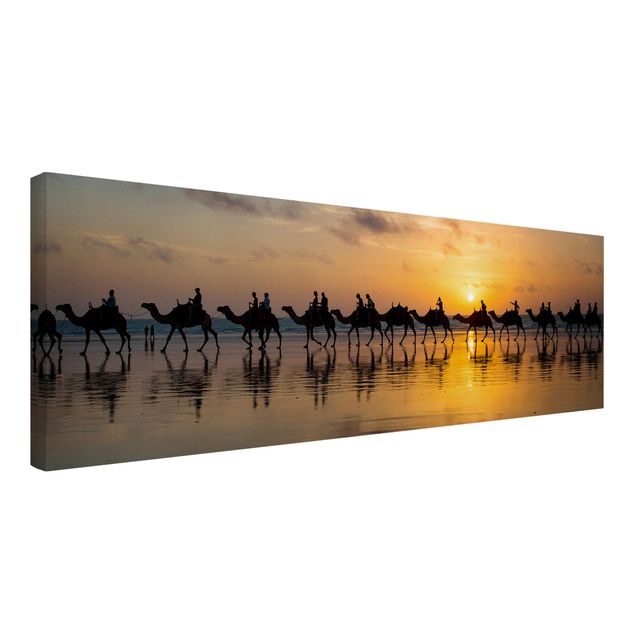 Print on canvas - Camels in the sunset