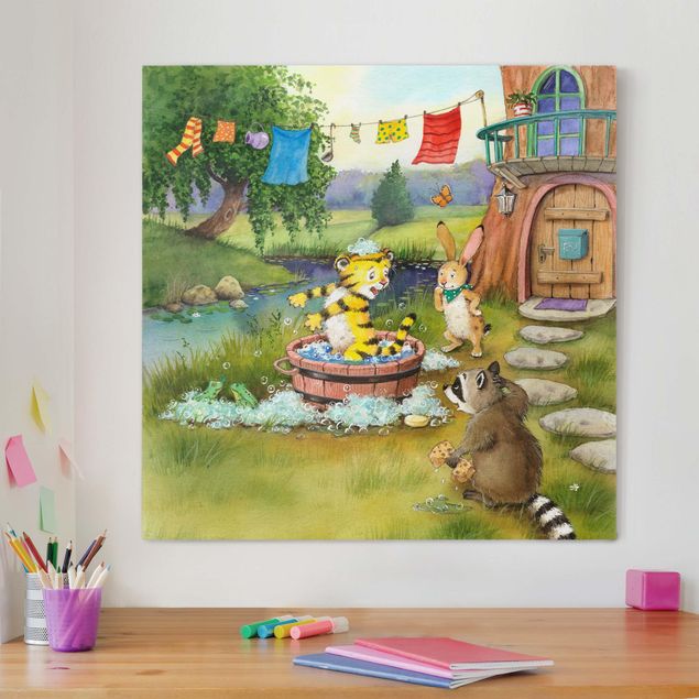 Print on canvas - Little Tiger - Bathing