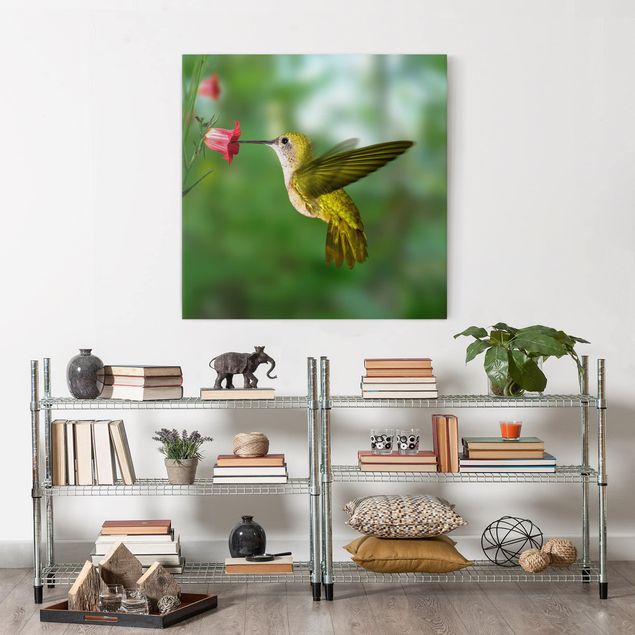 Print on canvas - Hummingbird And Flower