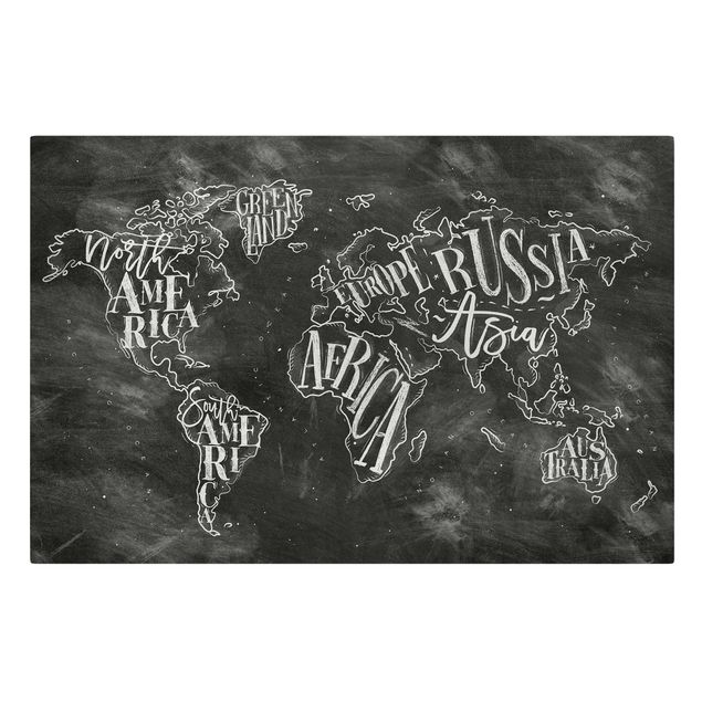 Print on canvas - Chalk World Map