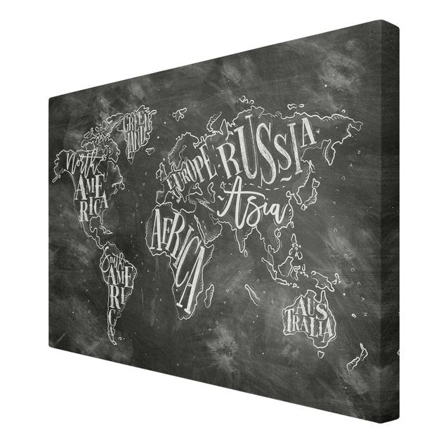 Print on canvas - Chalk World Map