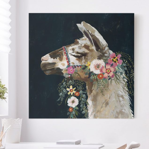 Print on canvas - Lama With Floral Decoration II
