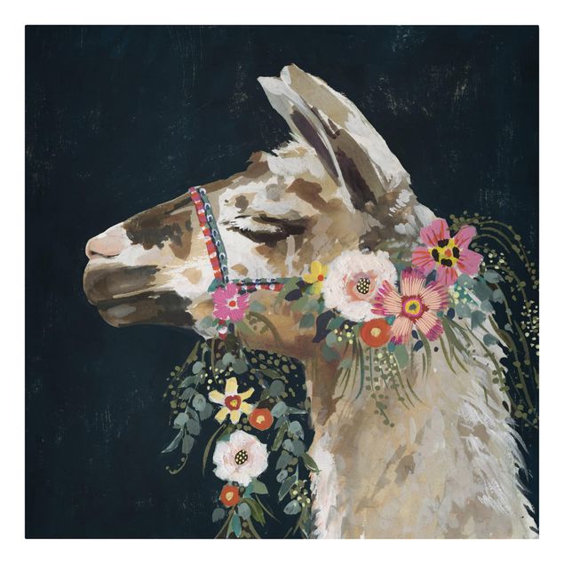 Print on canvas - Lama With Floral Decoration II