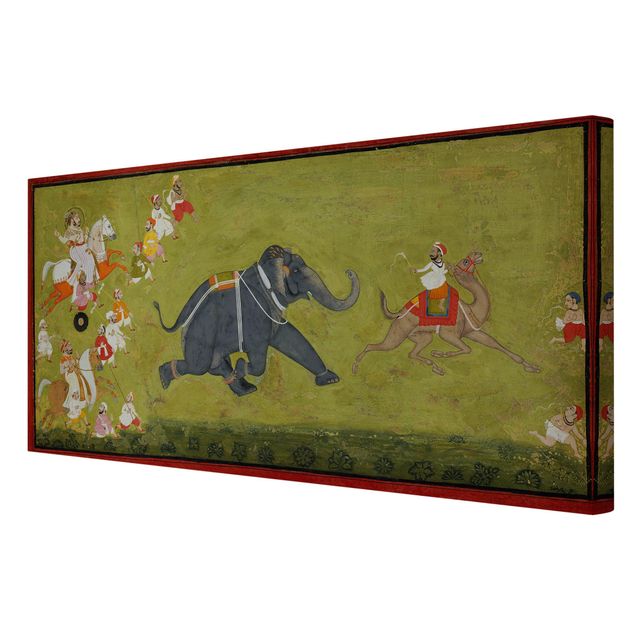 Print on canvas - Maharaja Jagat Singh Pursues A Fleeing Elephant