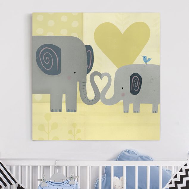 Print on canvas - Mum And I - Elephants