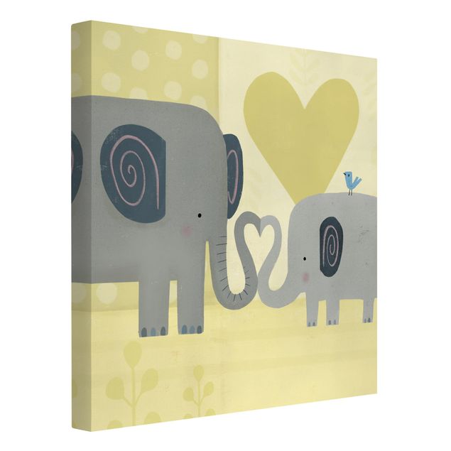 Print on canvas - Mum And I - Elephants