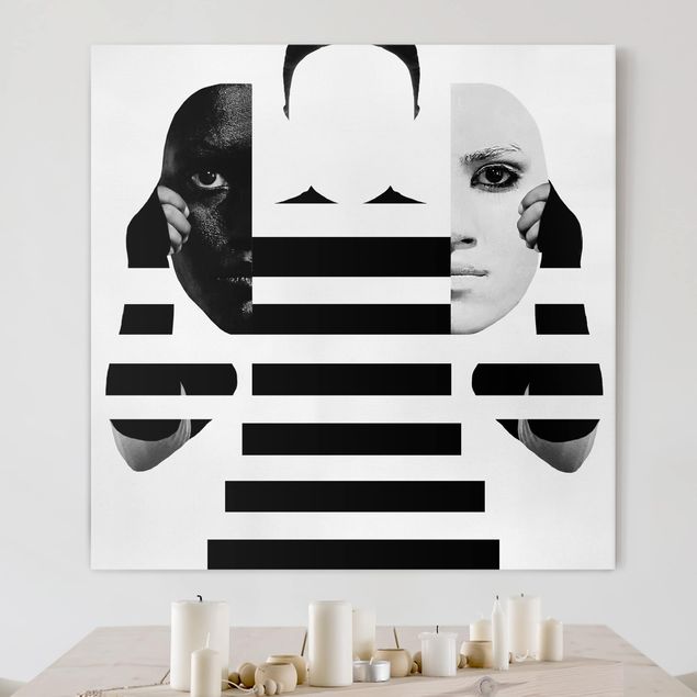 Print on canvas - Masks in Black and White