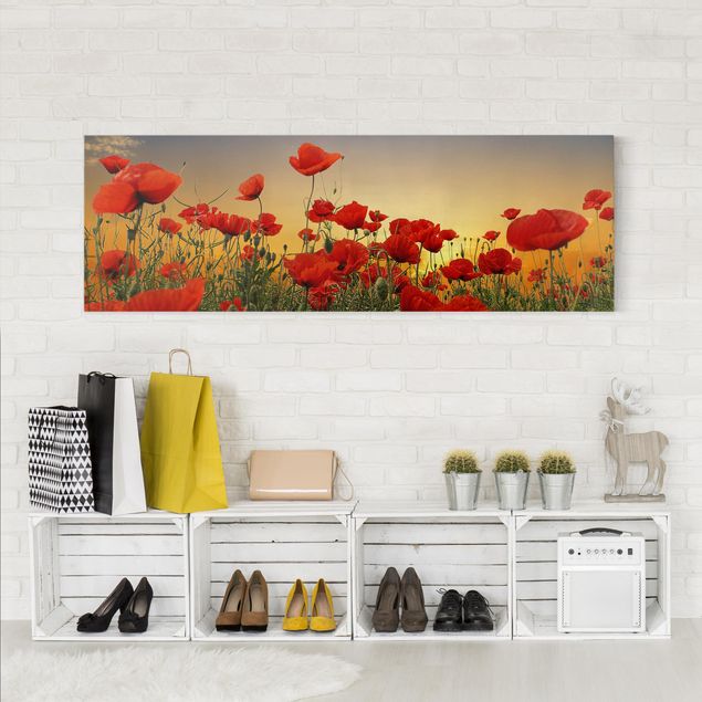 Print on canvas - Poppy Field In Sunset