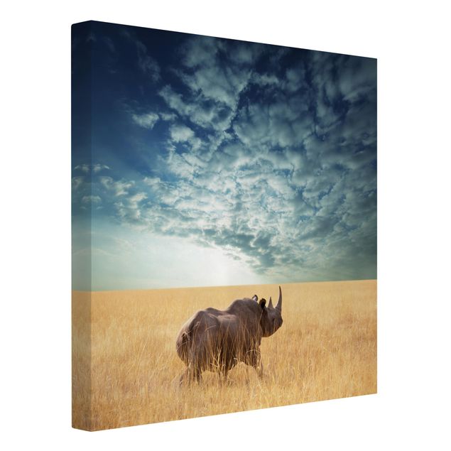 Print on canvas - Rhino In The Savannah