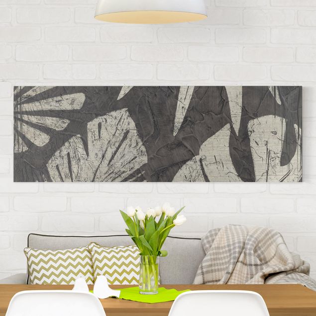 Print on canvas - Palm Leaves Dark Grey Backdrop