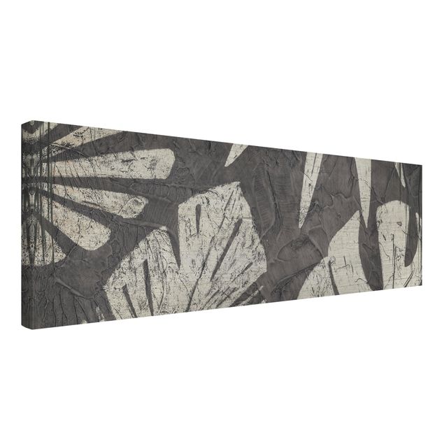 Print on canvas - Palm Leaves Dark Grey Backdrop