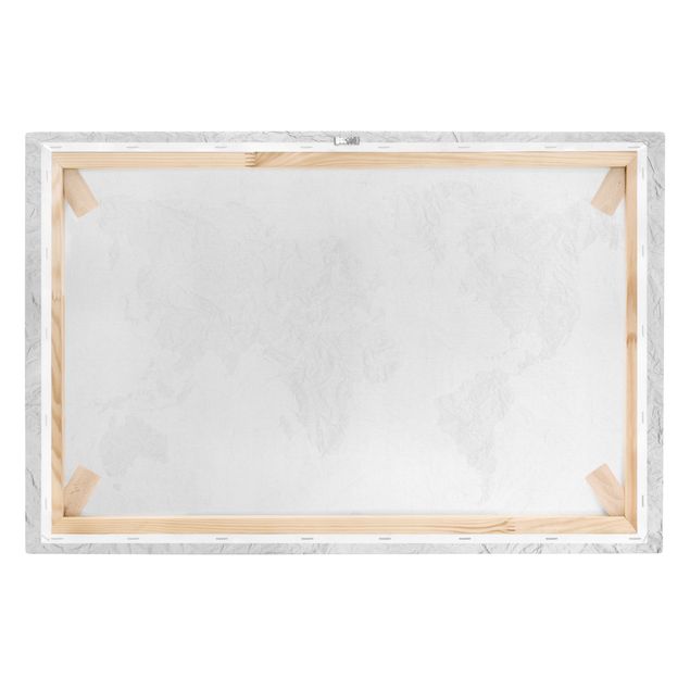 Print on canvas - Paper World Map White Grey