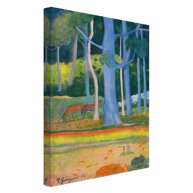 Print on canvas - Paul Gauguin - Landscape with blue Tree Trunks