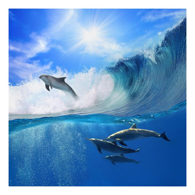 Print on canvas - Playing Dolphins