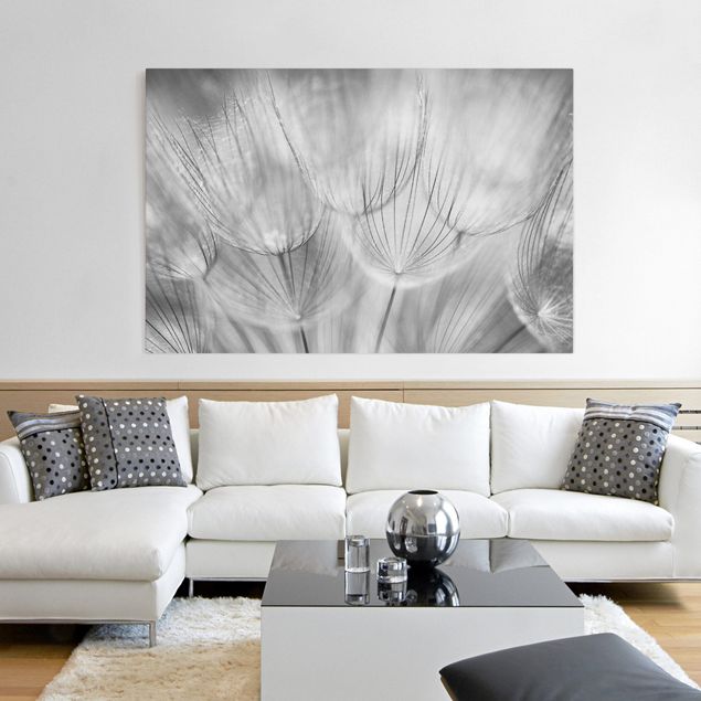 Print on canvas - Dandelions macro shot in black and white