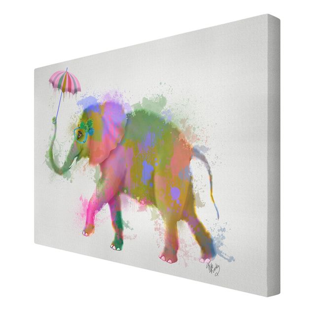 Print on canvas - Rainbow Splash Elephant