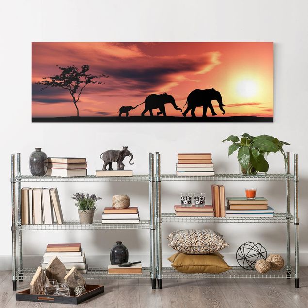 Print on canvas - Savannah Elephant Family