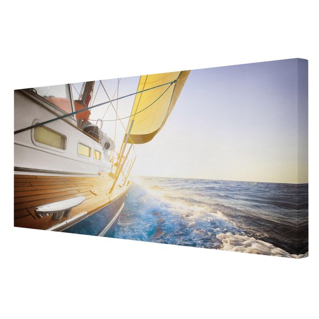 Print on canvas - Sailboat On Blue Ocean In Sunshine