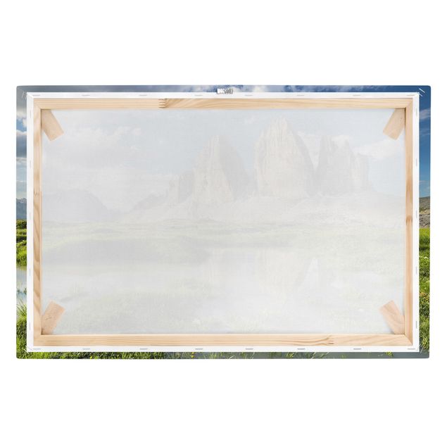 Print on canvas - South Tyrolean Zinnen And Water Reflection