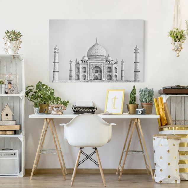 Print on canvas - Taj Mahal In Gray