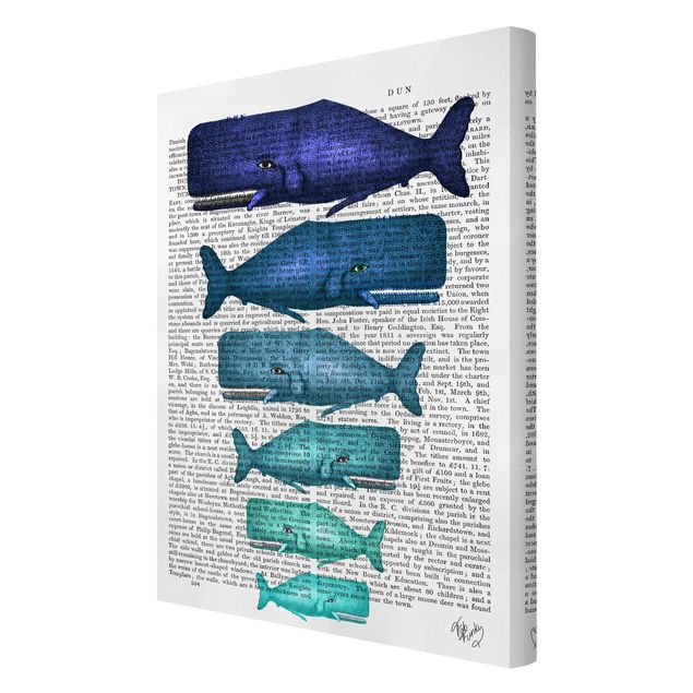 Print on canvas - Animal Reading - Whale Family