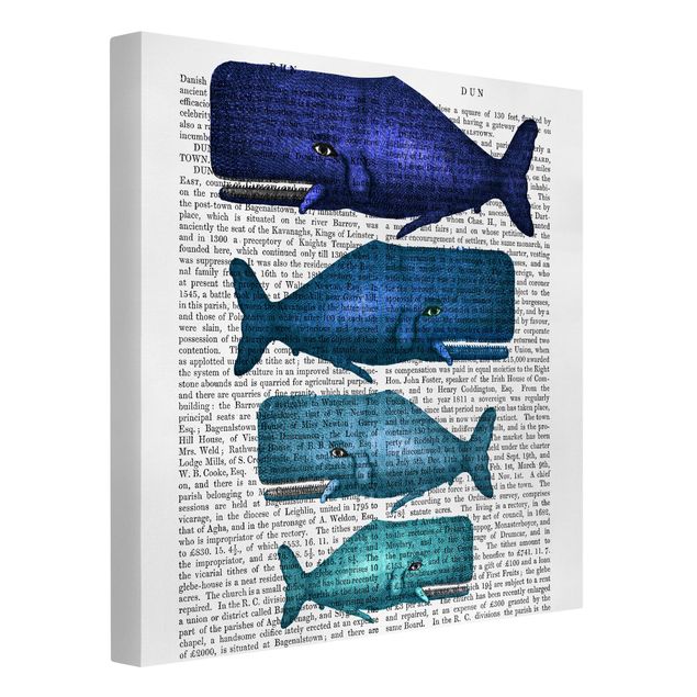 Print on canvas - Animal Reading - Whale Family