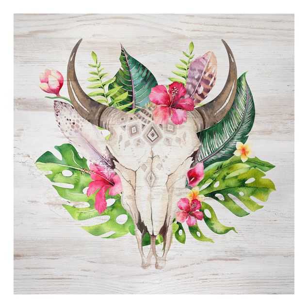 Print on canvas - Tropical Flower Skull