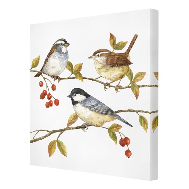 Print on canvas - Birds And Berries - Tits