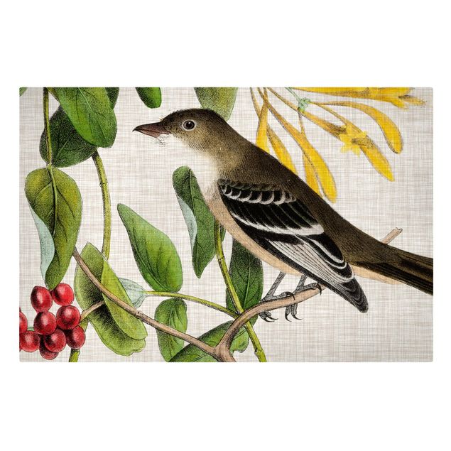 Print on canvas - Bird On Linen Yellow II