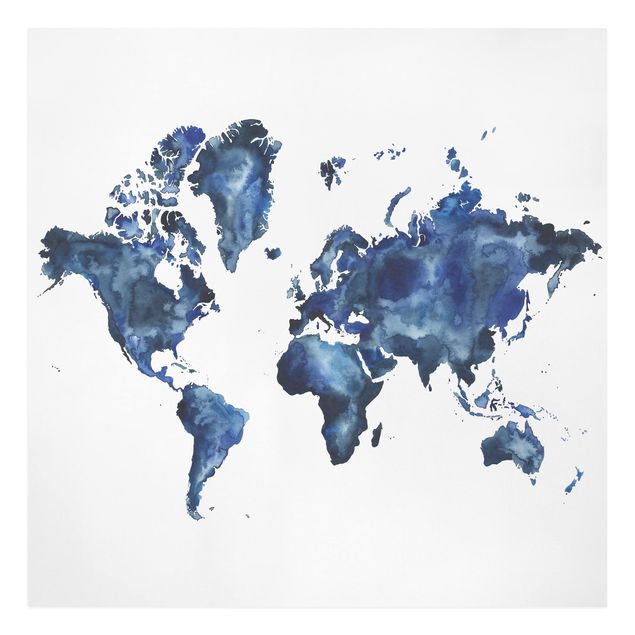 Print on canvas - Water World Map Light