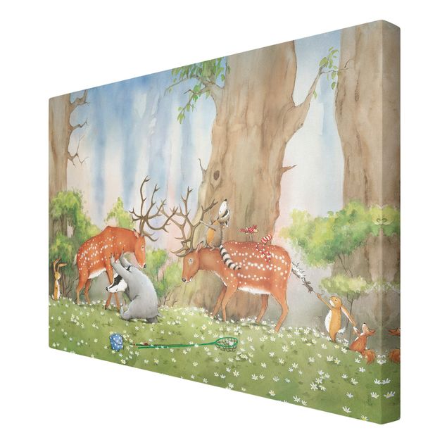 Print on canvas - Vasily Raccoon - Vasily Helps The Deer