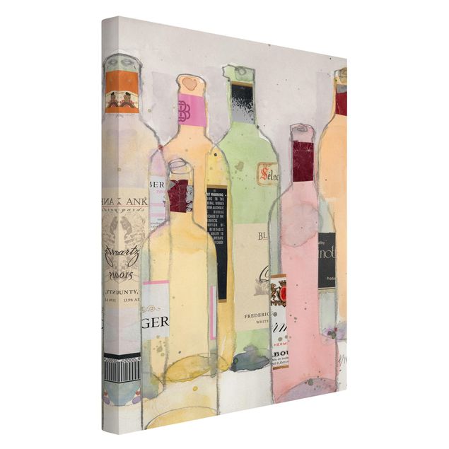 Print on canvas - Wine Bottles In Watercolour I