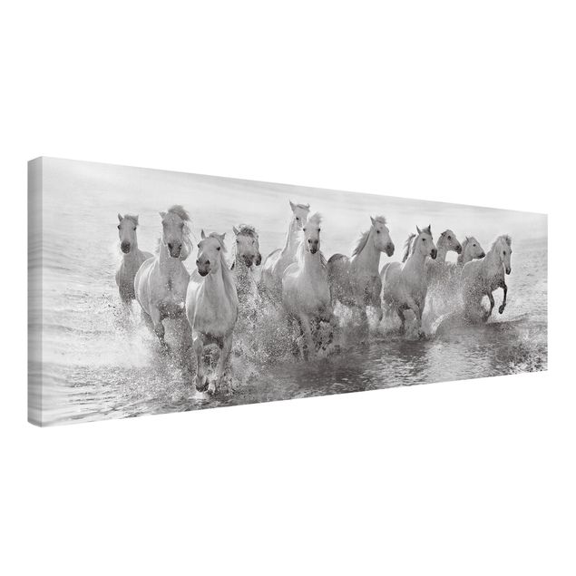 Print on canvas - White Horses In The Ocean