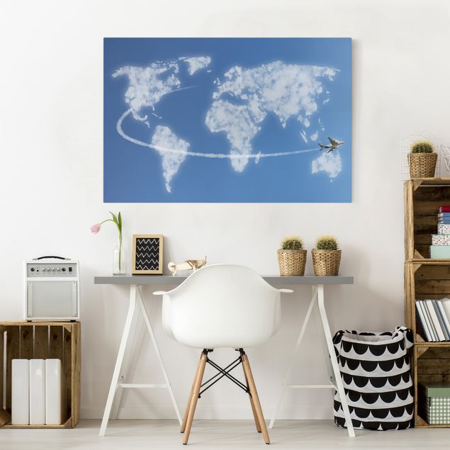 Print on canvas - World travel above the clouds