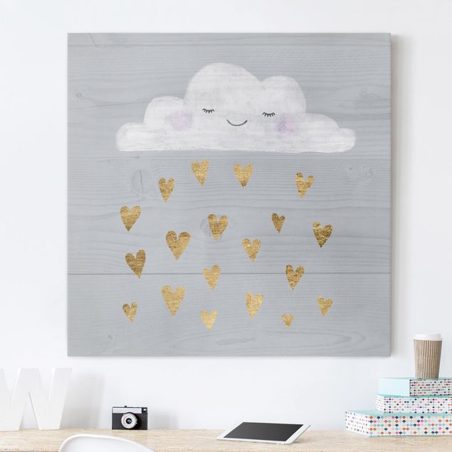 Print on canvas - Cloud With Golden Hearts