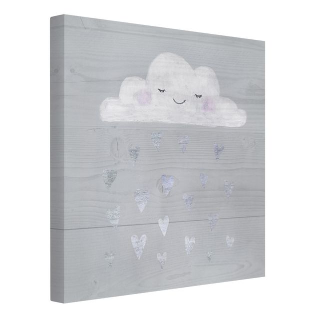 Print on canvas - Cloud With Silver Hearts