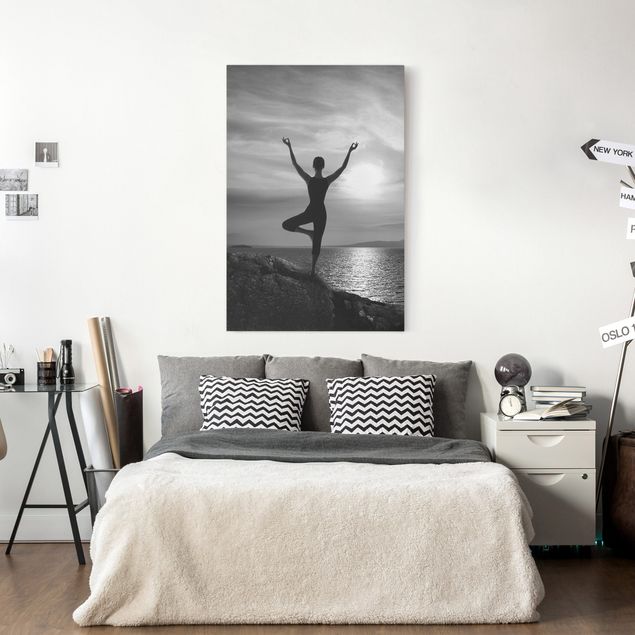 Print on canvas - Yoga white black