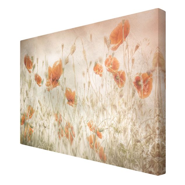 Canvas print - Poppy Flowers And Grasses In A Field