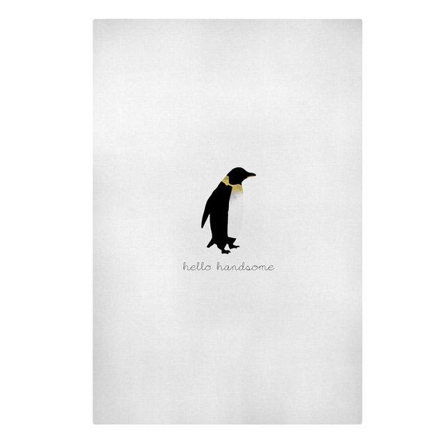 Canvas print - Penguin Quote Hello Handsome