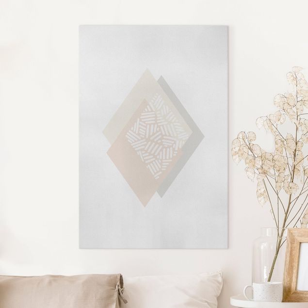 Canvas print - Soft Colours Geometry Diamonds