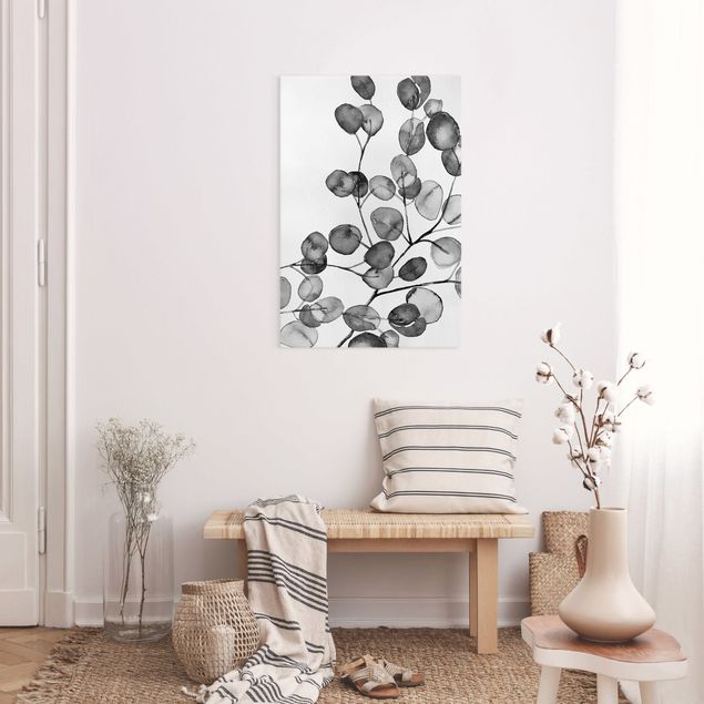 Canvas print - Black And White Eucalyptus Twig Watercolour