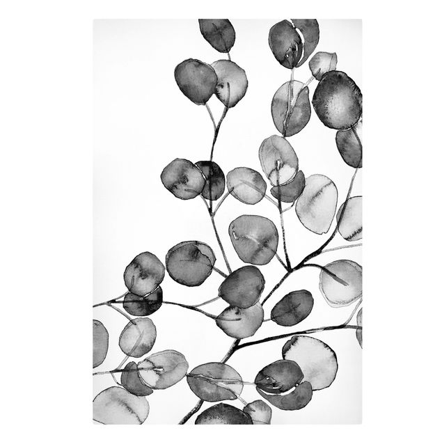 Canvas print - Black And White Eucalyptus Twig Watercolour