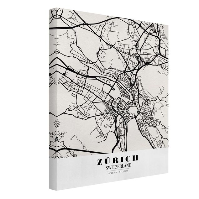 Print on canvas - Zurich City Map - Classic