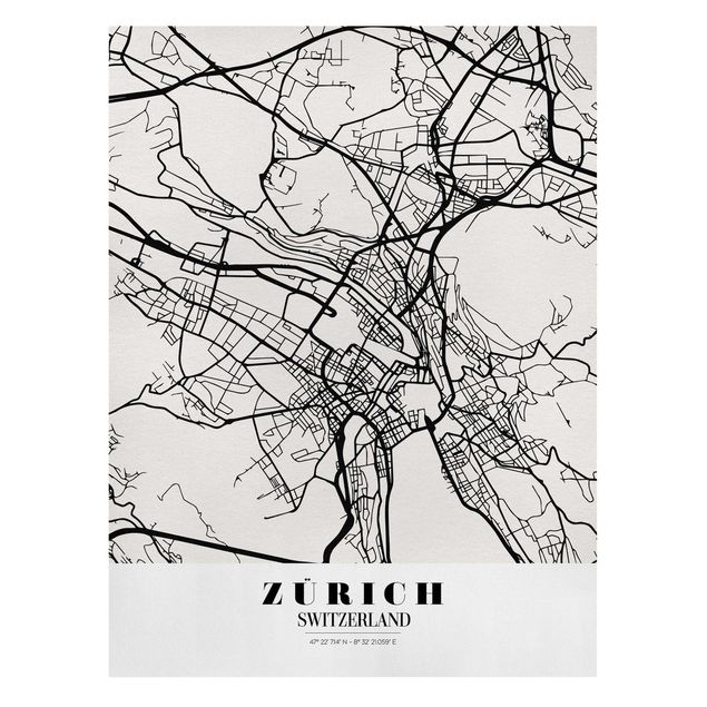 Print on canvas - Zurich City Map - Classic