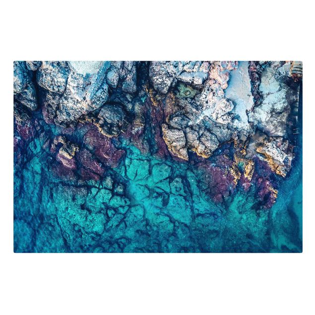 Canvas print - Top View Colourful Rocky Coastline